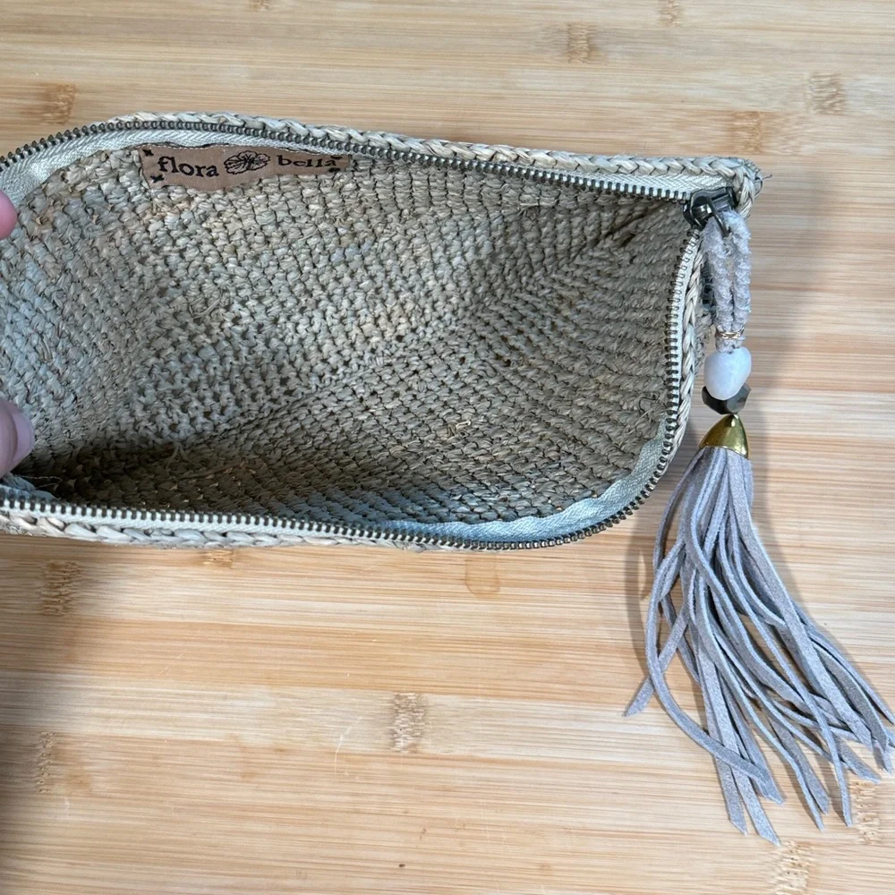 Flora Bella Chic Tan Bohemian Raffia Beach Clutch Purse